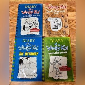 4 Diary of a Wimpy Kid Hardcover Book Lot Rodrick Rules Last Straw Getaway DIY